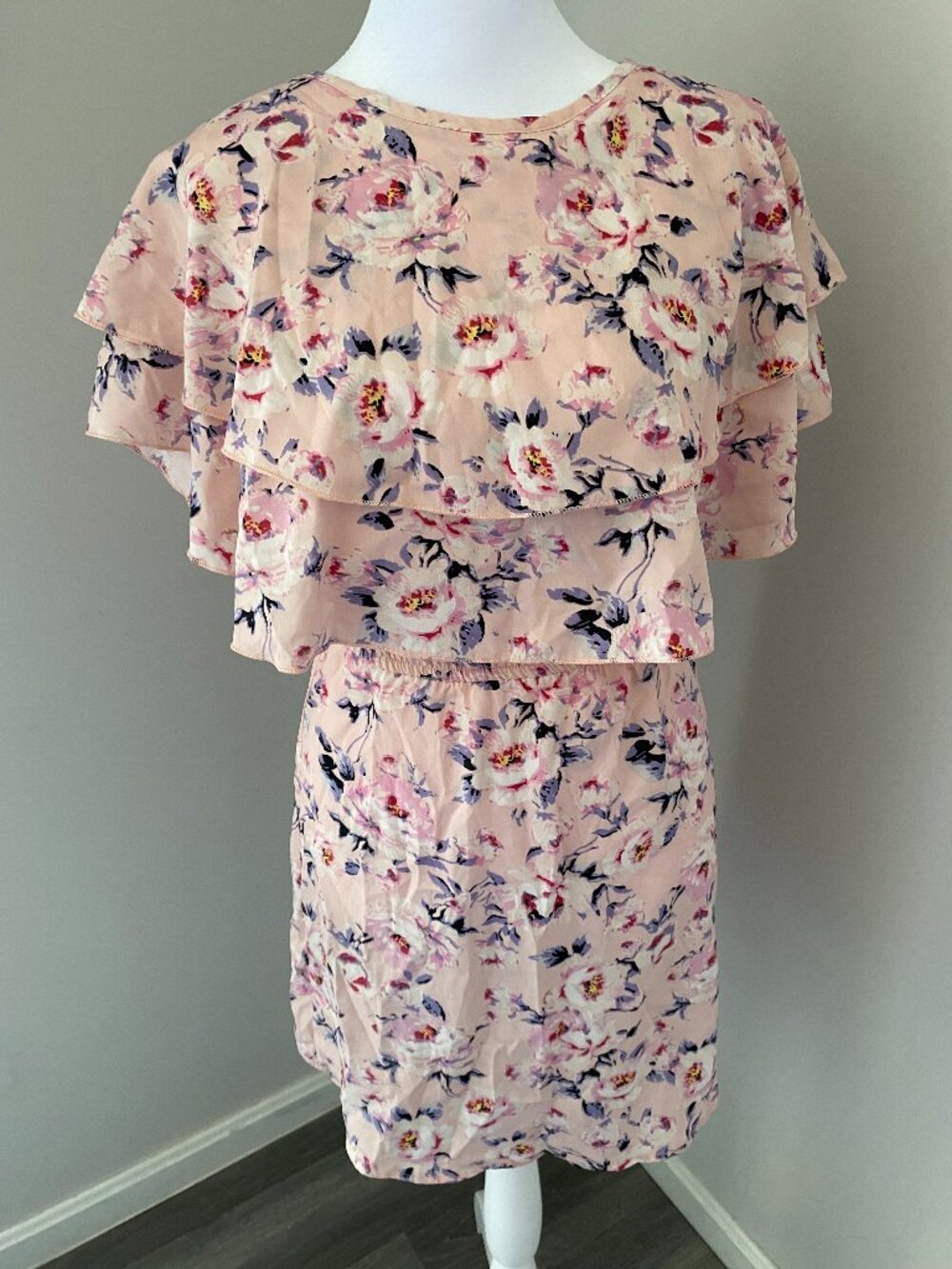 Pink Floral Ruffle Dress